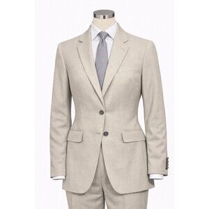 Size-XS Theory Virgin Wool Blazer 36S Cream Striped 2 Button Womens Jacket